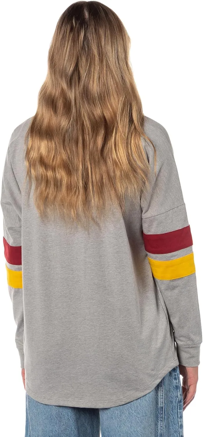 Harry Potter Women's Hogwarts Four Houses Crest Varsity Jersey Adult Junior's Long Sleeve T-Shirt