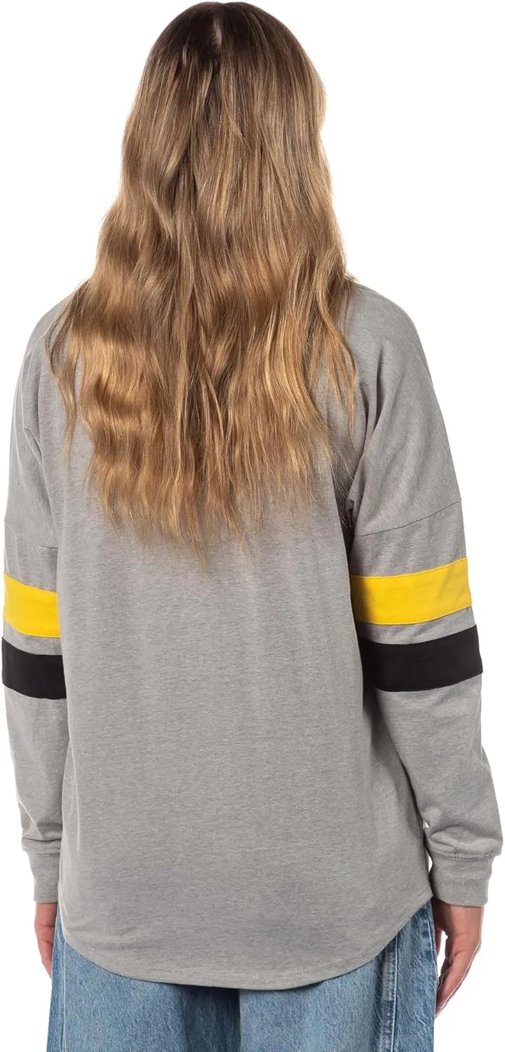 Harry Potter Women's Hogwarts Four Houses Crest Varsity Jersey Adult Junior's Long Sleeve T-Shirt