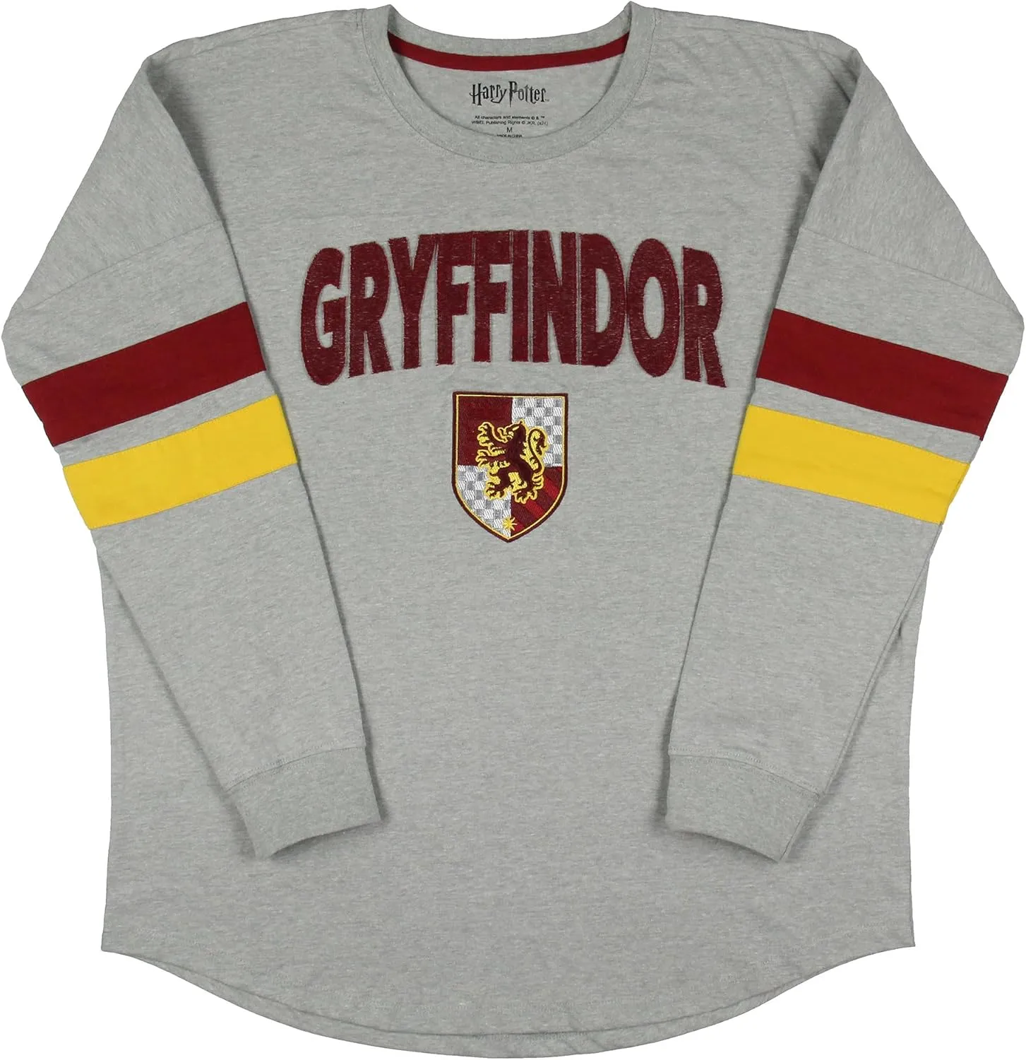 Harry Potter Women's Hogwarts Four Houses Crest Varsity Jersey Adult Junior's Long Sleeve T-Shirt
