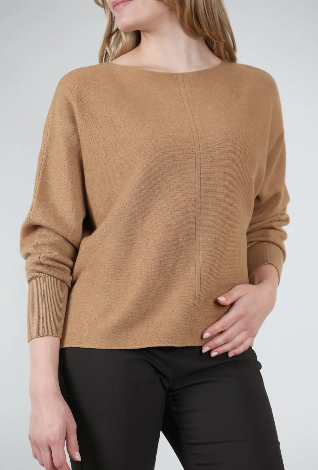 Hip-Skim Dolman Sweater, Dark Doe