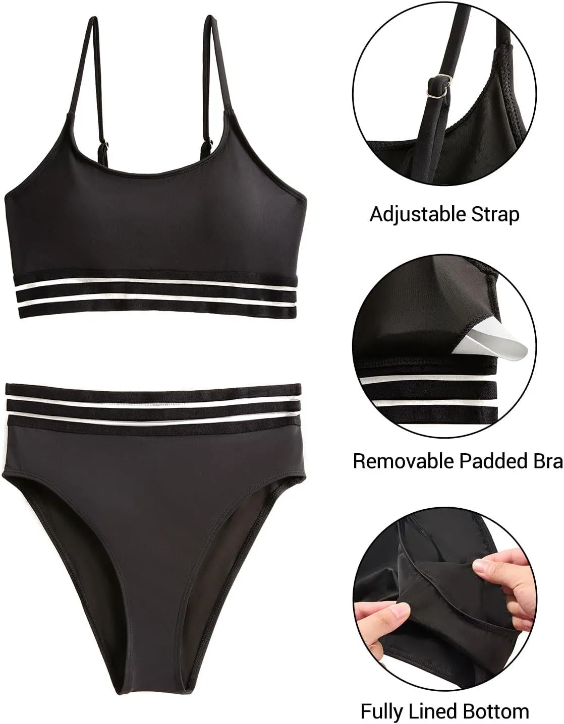 Holipick High Waisted Bikini Sets for Women Tummy Control Two Piece Swimsuit Mesh Sport Bathing Suit with Bottom