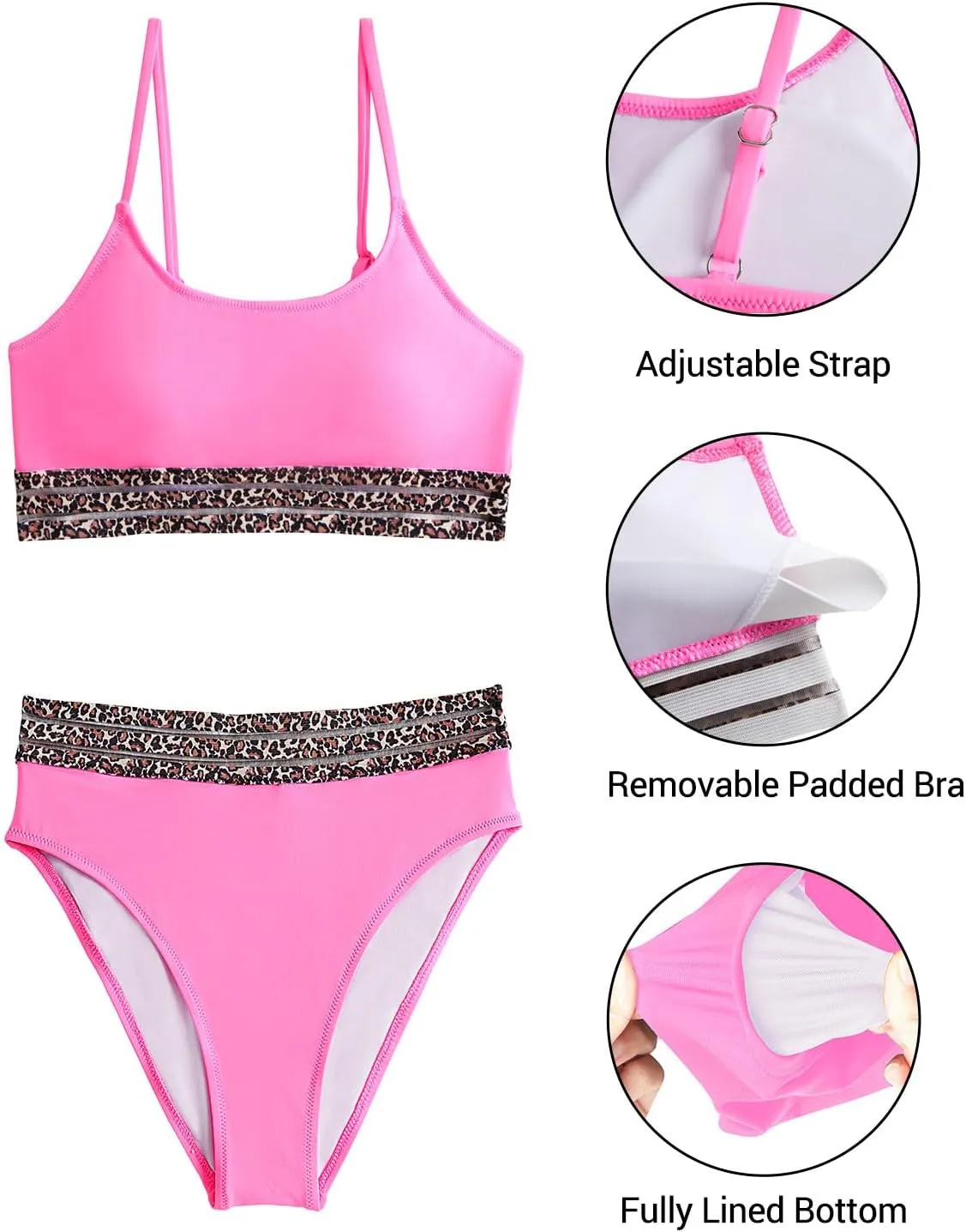 Holipick High Waisted Bikini Sets for Women Tummy Control Two Piece Swimsuit Mesh Sport Bathing Suit with Bottom