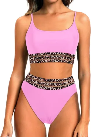 Holipick High Waisted Bikini Sets for Women Tummy Control Two Piece Swimsuit Mesh Sport Bathing Suit with Bottom