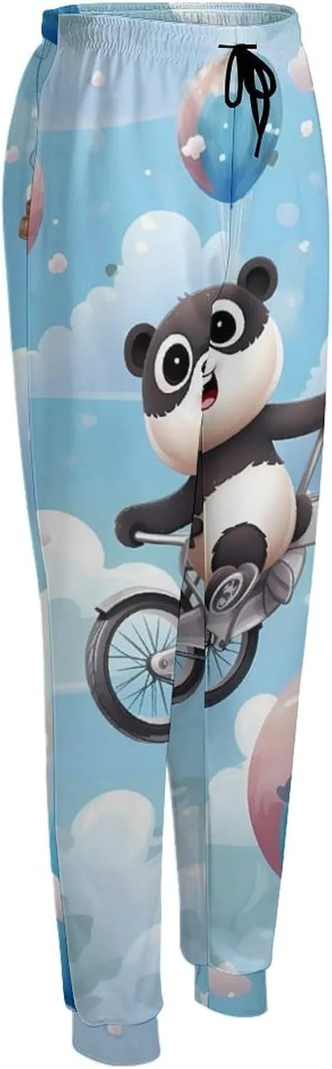 Hot Air Balloon Panda Womens Bottom Sweatpants Drawstring Joggers Lounge Pants with Pockets