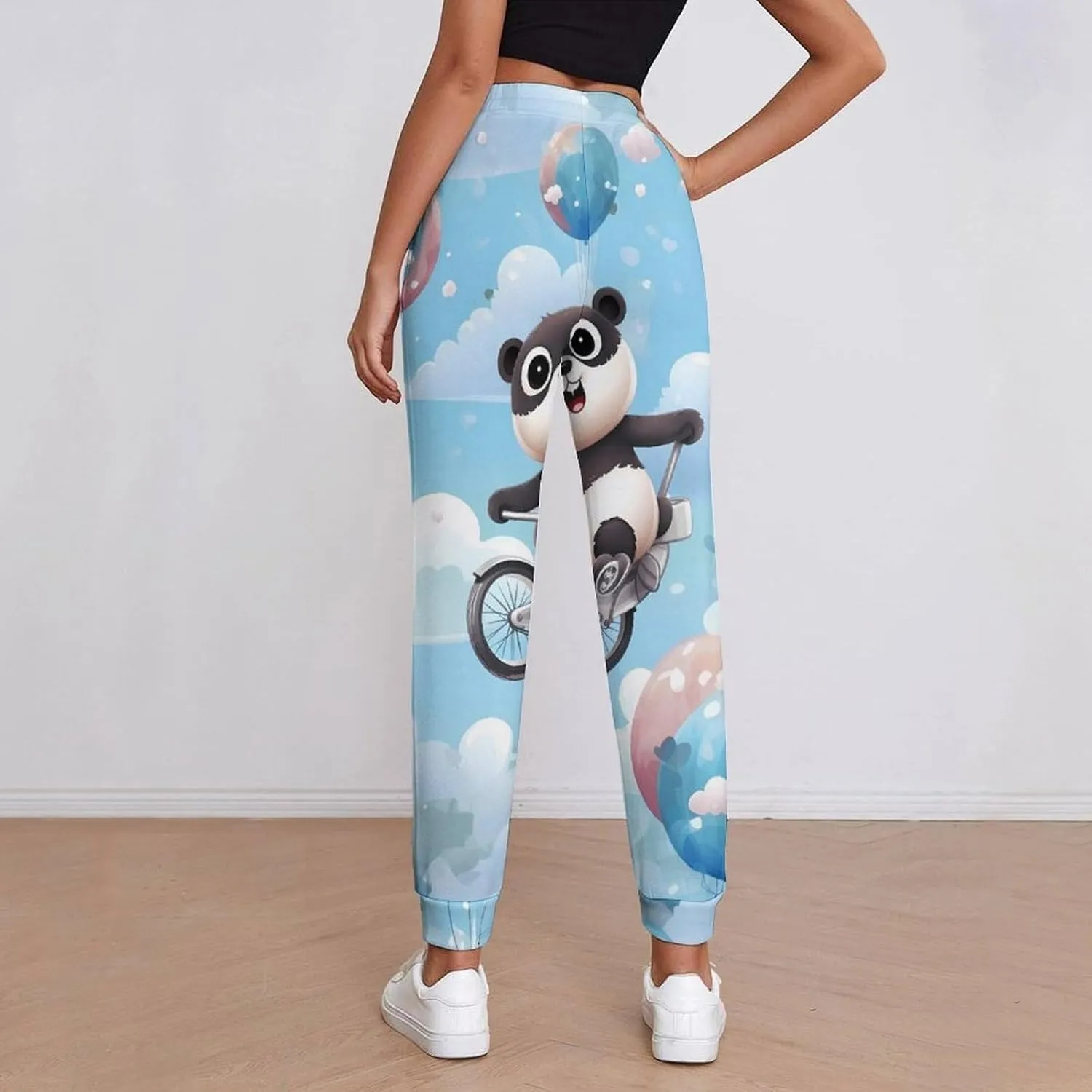Hot Air Balloon Panda Womens Bottom Sweatpants Drawstring Joggers Lounge Pants with Pockets