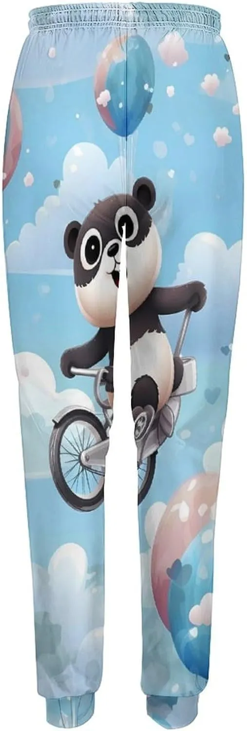 Hot Air Balloon Panda Womens Bottom Sweatpants Drawstring Joggers Lounge Pants with Pockets