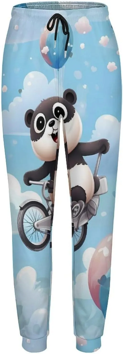 Hot Air Balloon Panda Womens Bottom Sweatpants Drawstring Joggers Lounge Pants with Pockets
