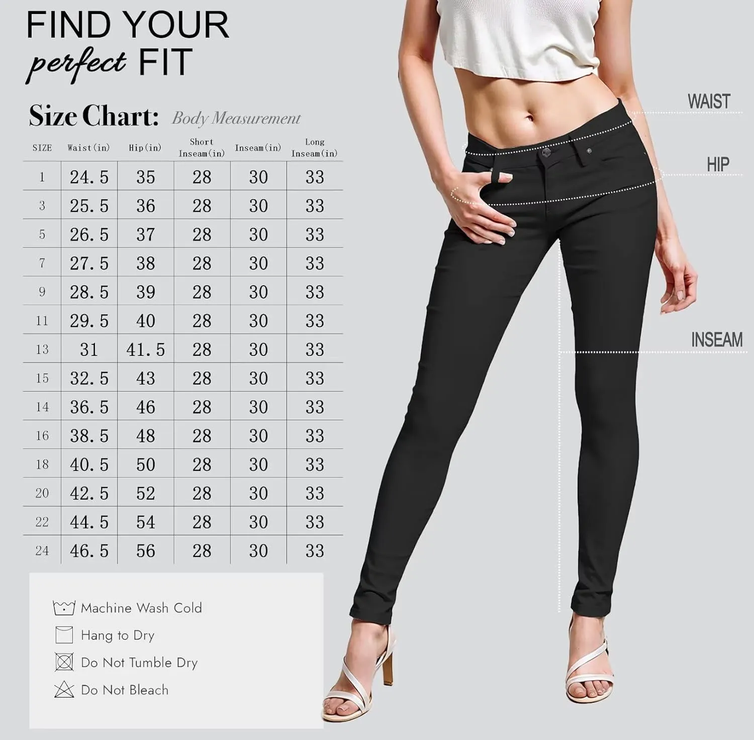 Hybrid & Company Womens Super Stretch Comfy Denim Skinny Jeans