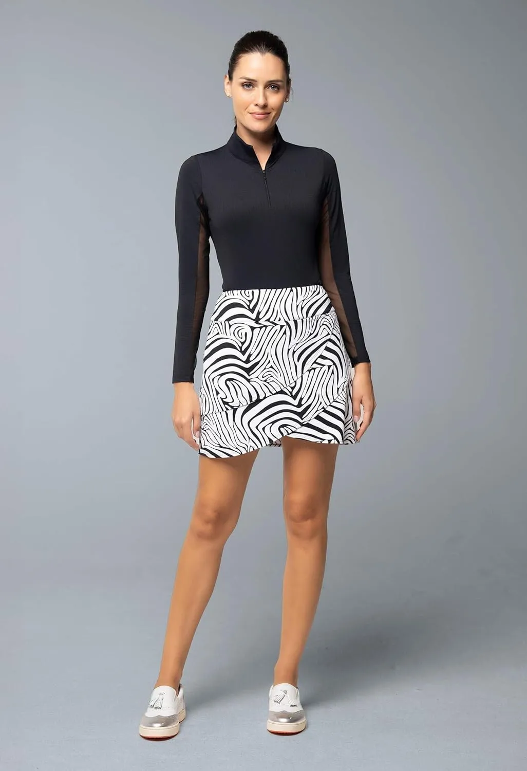 IBKUL Athleisure Wear Sun Protective UPF 50  Icefil Cooling Cecilia Print Layered Skort  60932