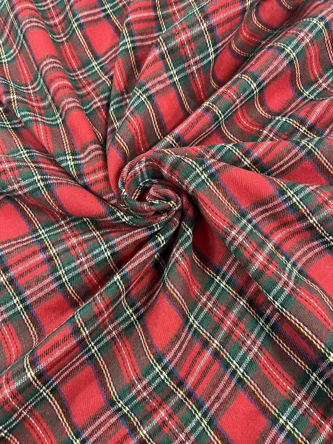 Islis Women's Cotton Plaid A Line Loose Maxi Skirts with Side Pockets