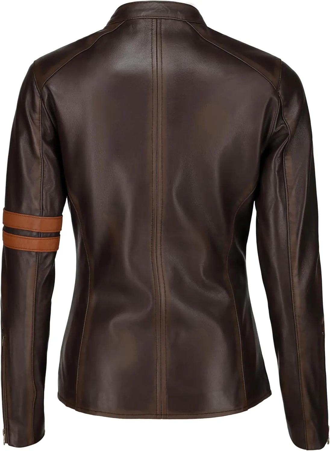 Jild Vintage Caf Racer Genuine Leather Jacket Women - Distressed Leather Moto Biker Style Slim Fit Motorcycle Jacket Women