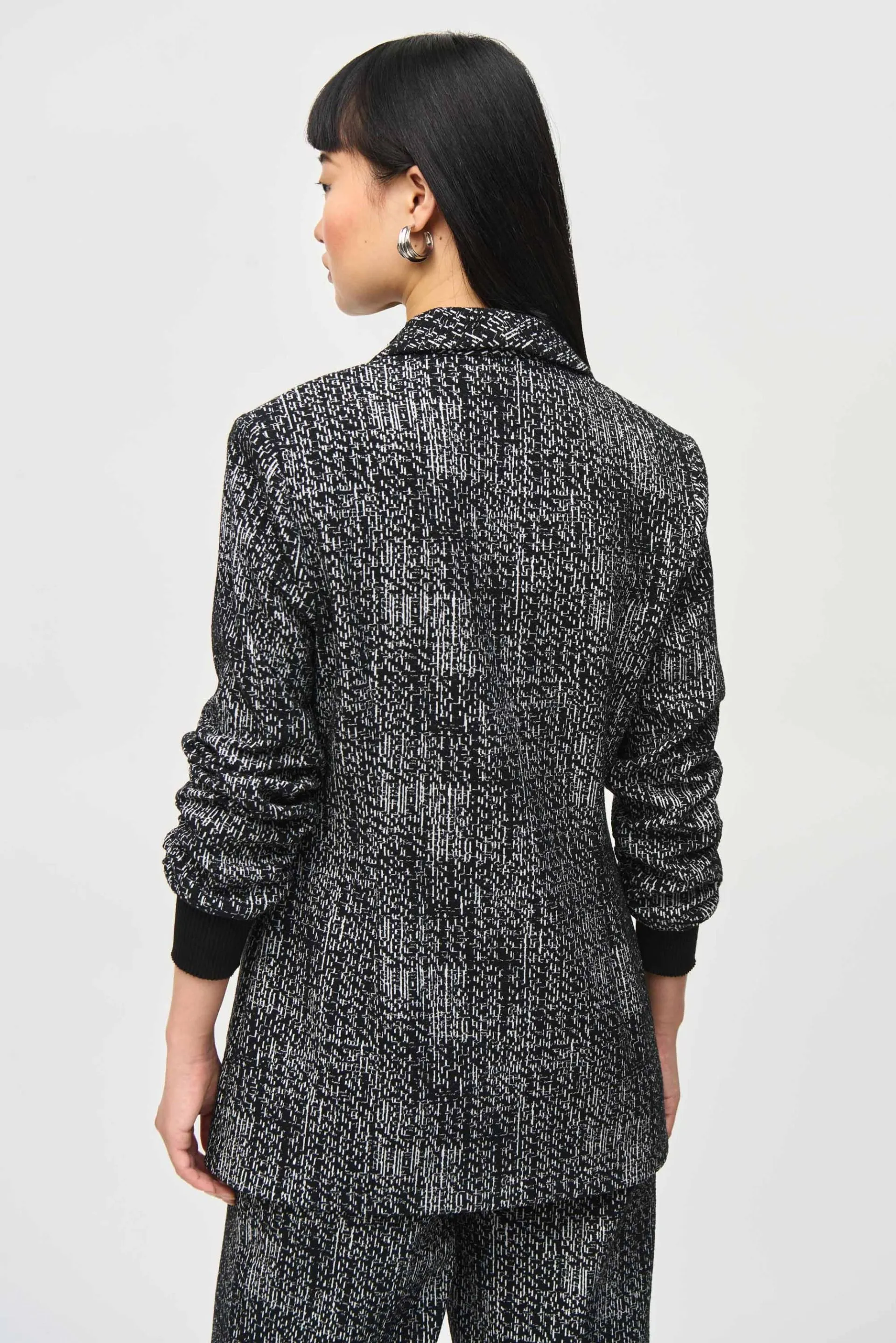 Joseph Ribkoff Black/Off-White 3/4 Sleeve Tweed Blazer Jacket 243053