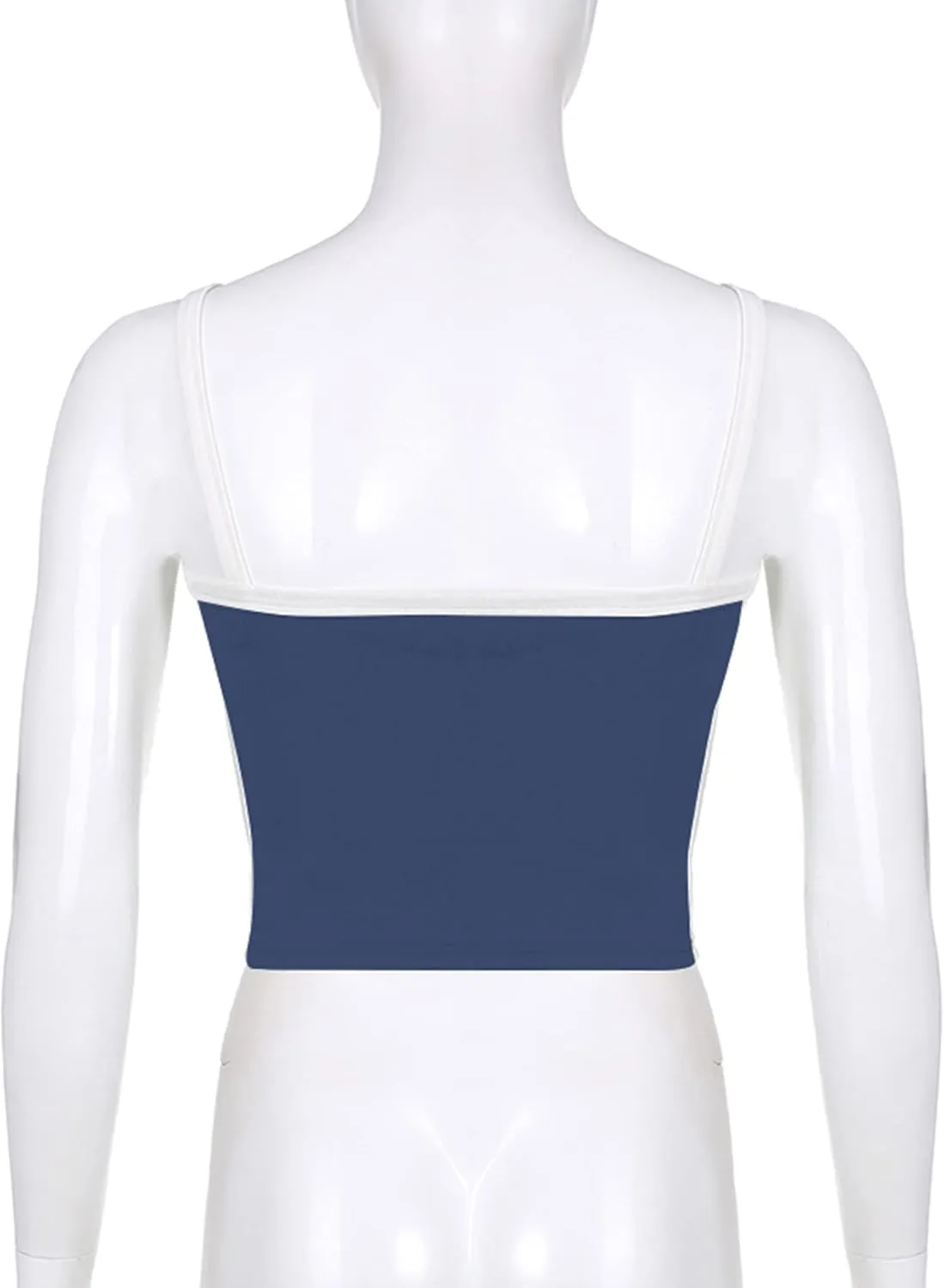 KAMISSY Cotton Color Block Tank Tops for Women Sleeveless Patchwork Crop Cami Tank Casual Slim Fit Cropped Vest Top