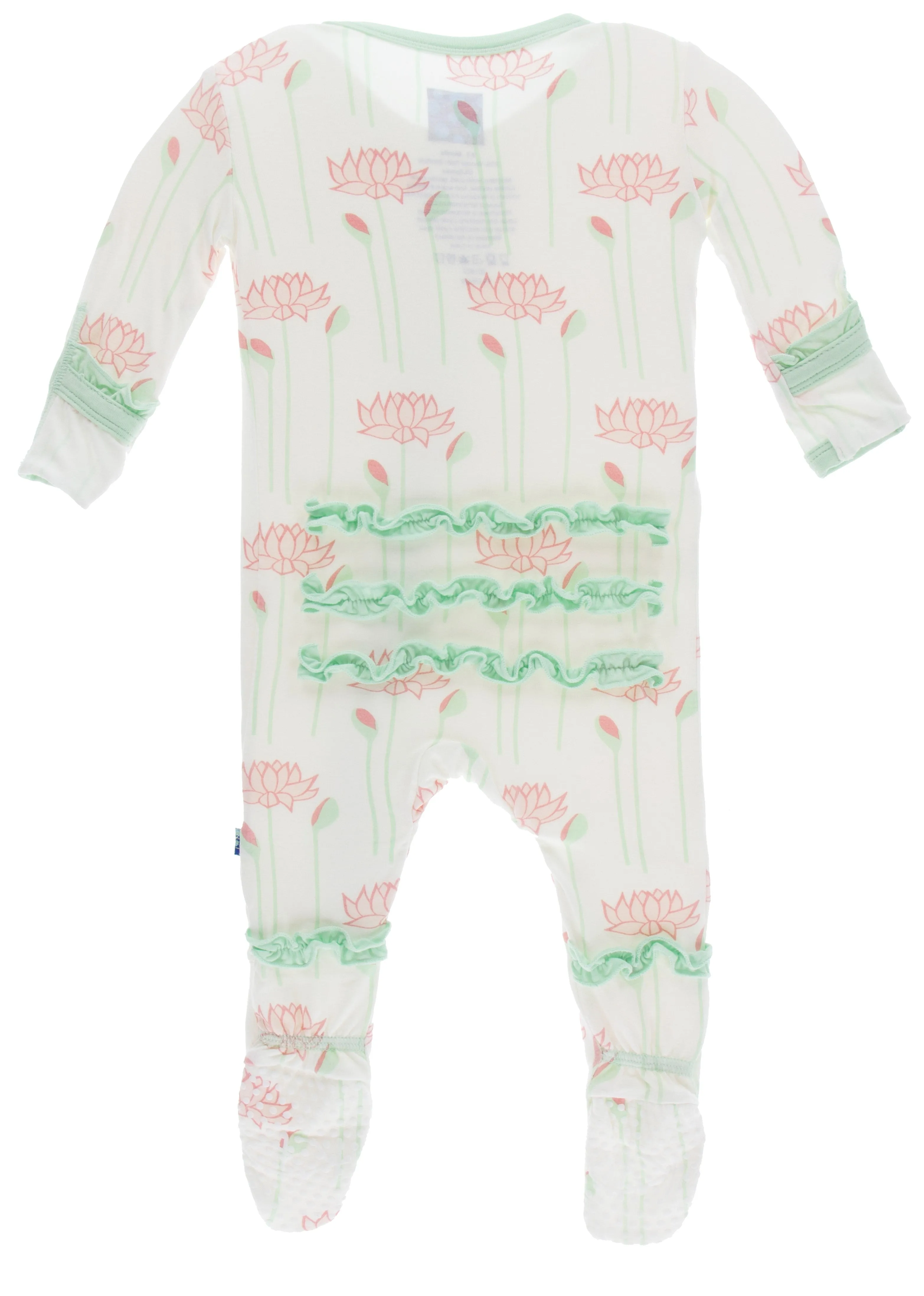 KicKee Pants Natural Lotus Flower Classic Ruffle Footie with Zipper