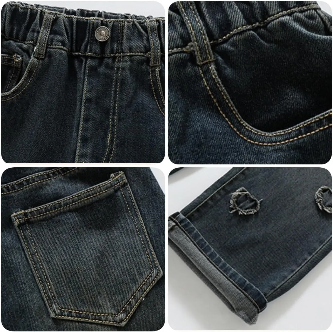 Kids Girls Baggy Jeans Heart Print Casual Wide Leg Loose fit Denim Pants Size 5-14 Years