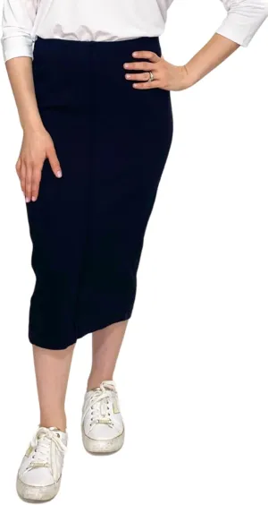 Kosher Casual Fitted Pencil Skirt Mid-Calf Stretch Cotton Rib - Closed Hem Women