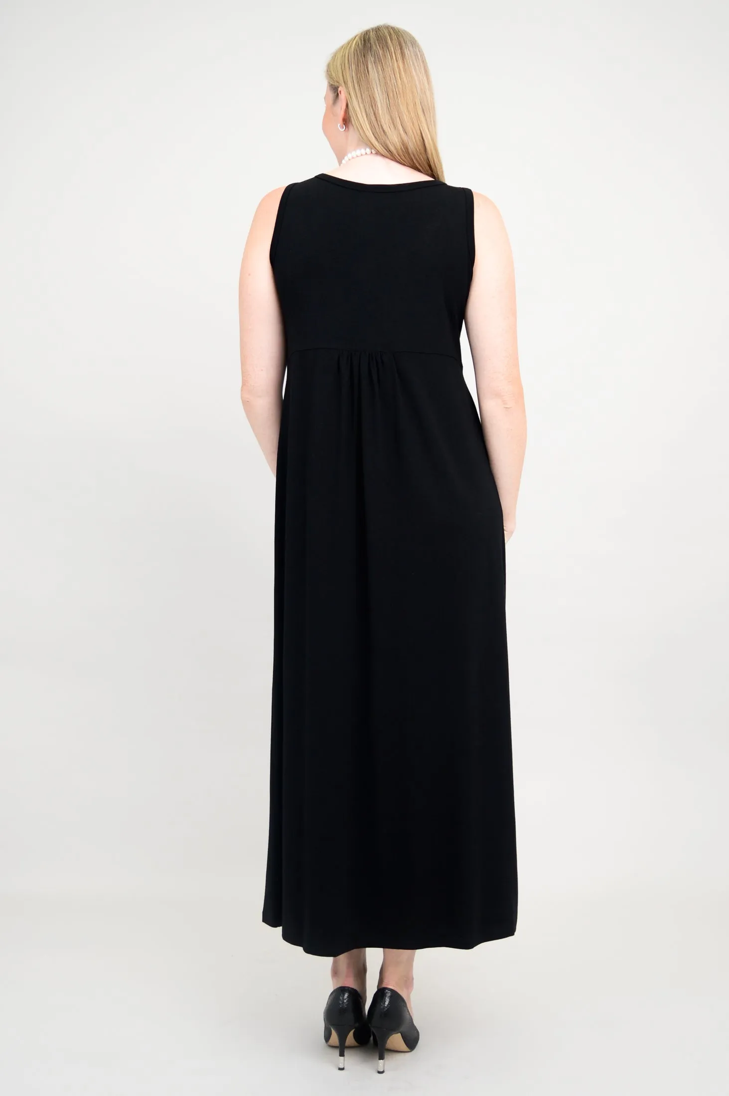 Liane Sleeveless Dress, Black, Bamboo