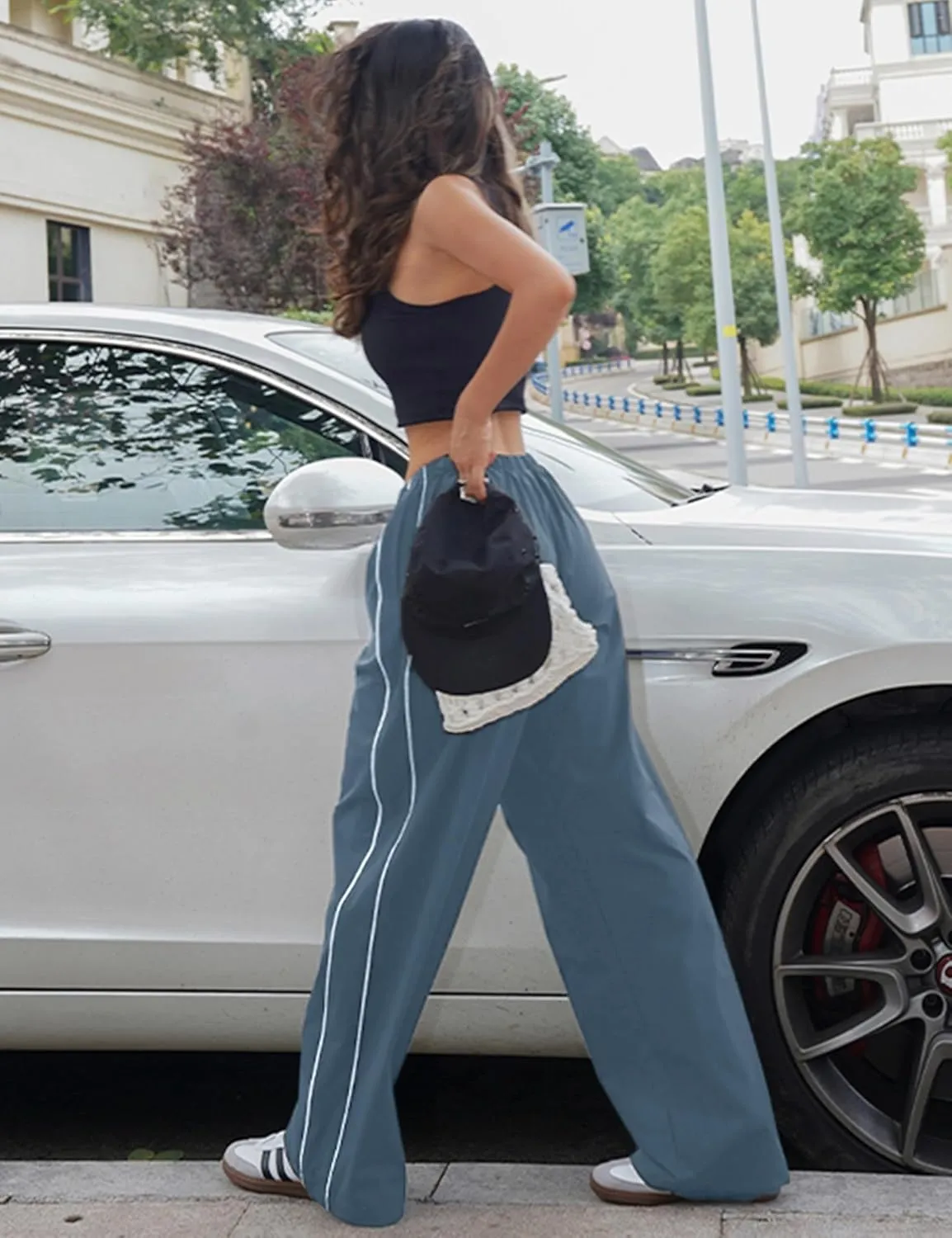 Lianlive Womens Parachute Pants Wide Leg Baggy Y2K Track Pants for Women