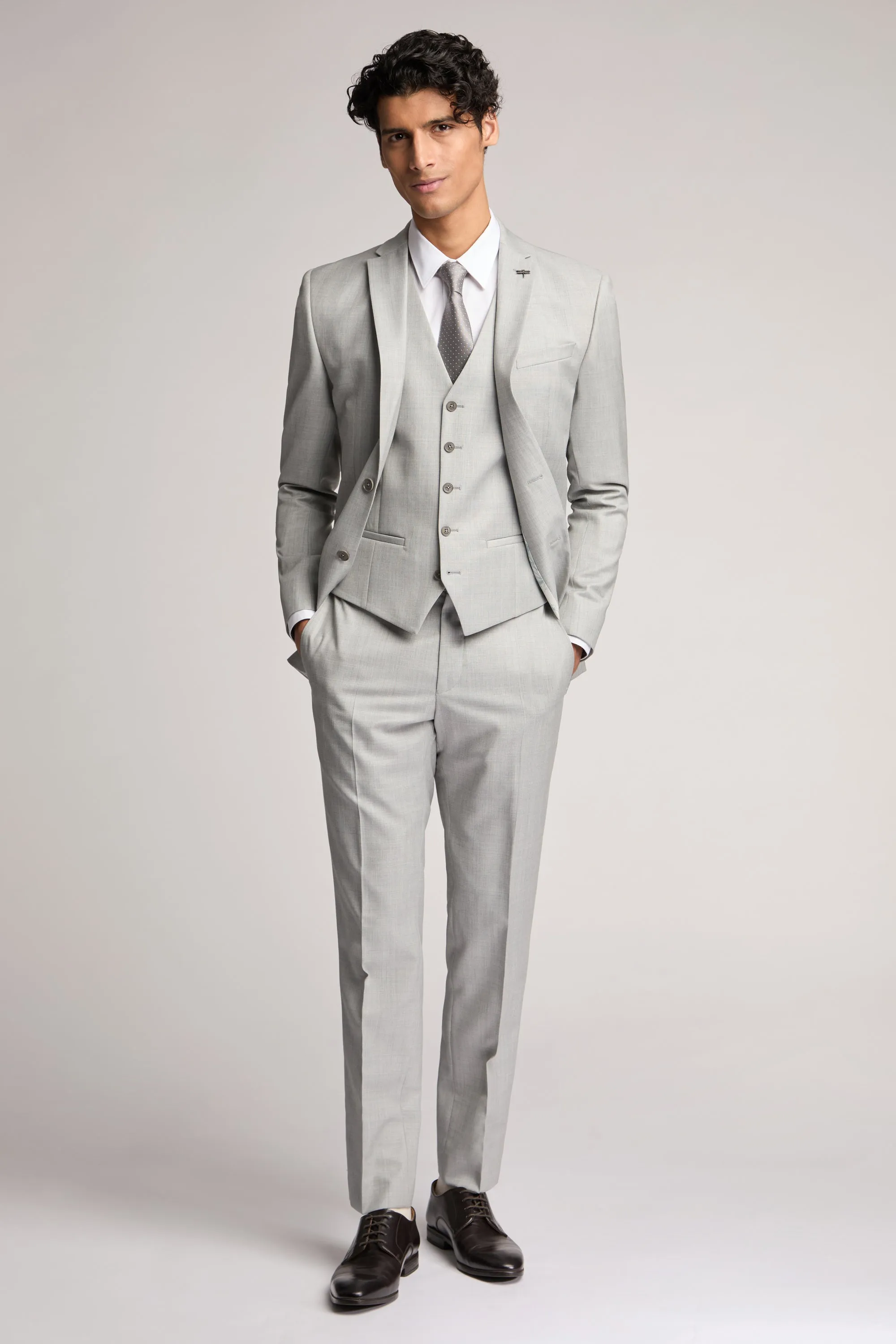 Light Grey Sharkskin Jacket Lt-Grey