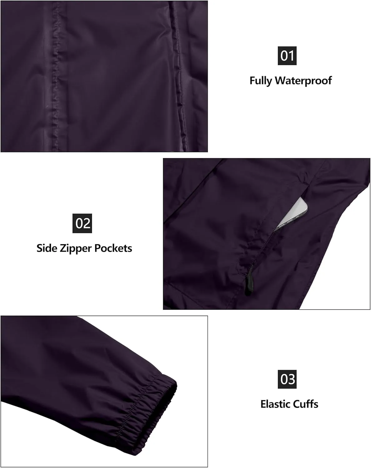 Little Donkey Andy Women's Packable Rain Jacket Waterproof Lightweight Rain Coat with Hood for Golf Cycling Hiking