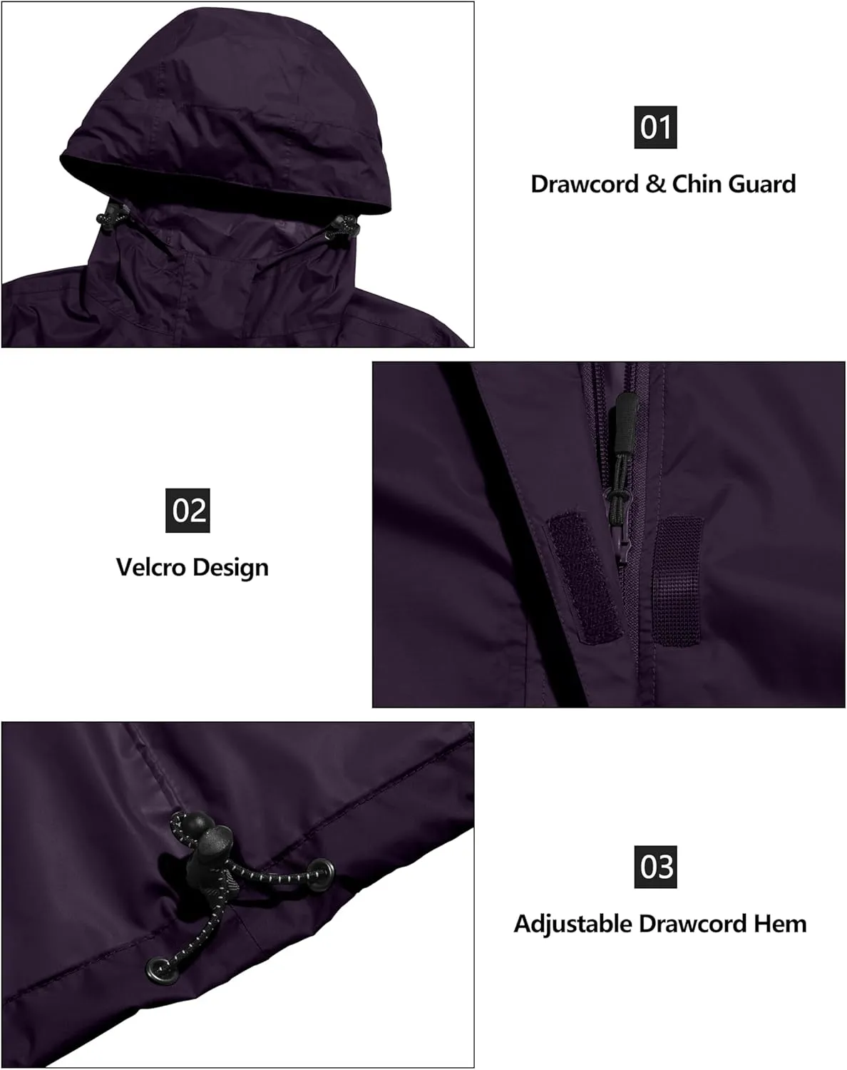 Little Donkey Andy Women's Packable Rain Jacket Waterproof Lightweight Rain Coat with Hood for Golf Cycling Hiking