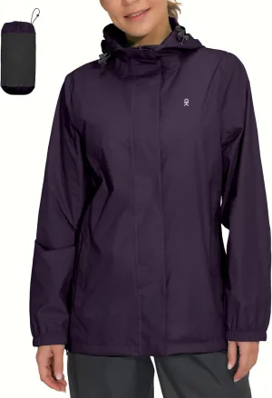 Little Donkey Andy Women's Packable Rain Jacket Waterproof Lightweight Rain Coat with Hood for Golf Cycling Hiking
