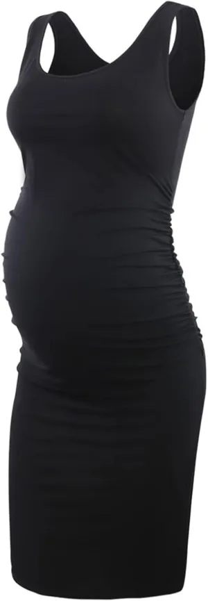 Liu & Qu Women's Maternity Sleeveless Tank Dresses Side Ruching Bodycon Dress for Daily Wearing or Baby Shower
