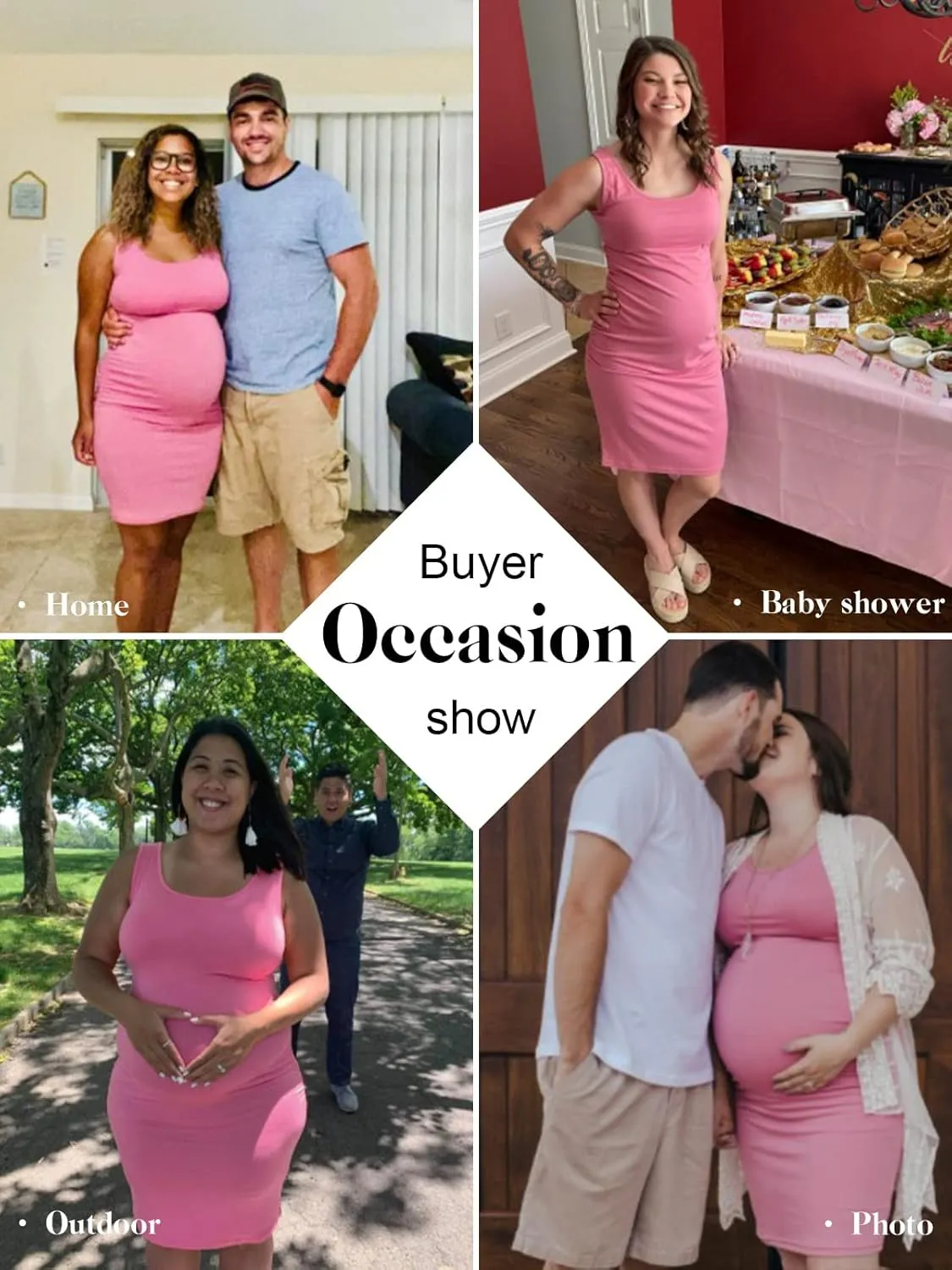 Liu & Qu Women's Maternity Sleeveless Tank Dresses Side Ruching Bodycon Dress for Daily Wearing or Baby Shower