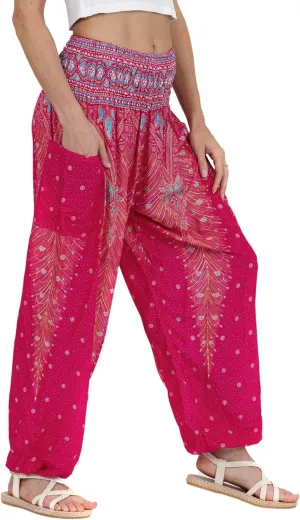 LOFBAZ Harem Yoga Pants for Women S-4XL Hippie Boho PJs Lounge Beach Print Plus