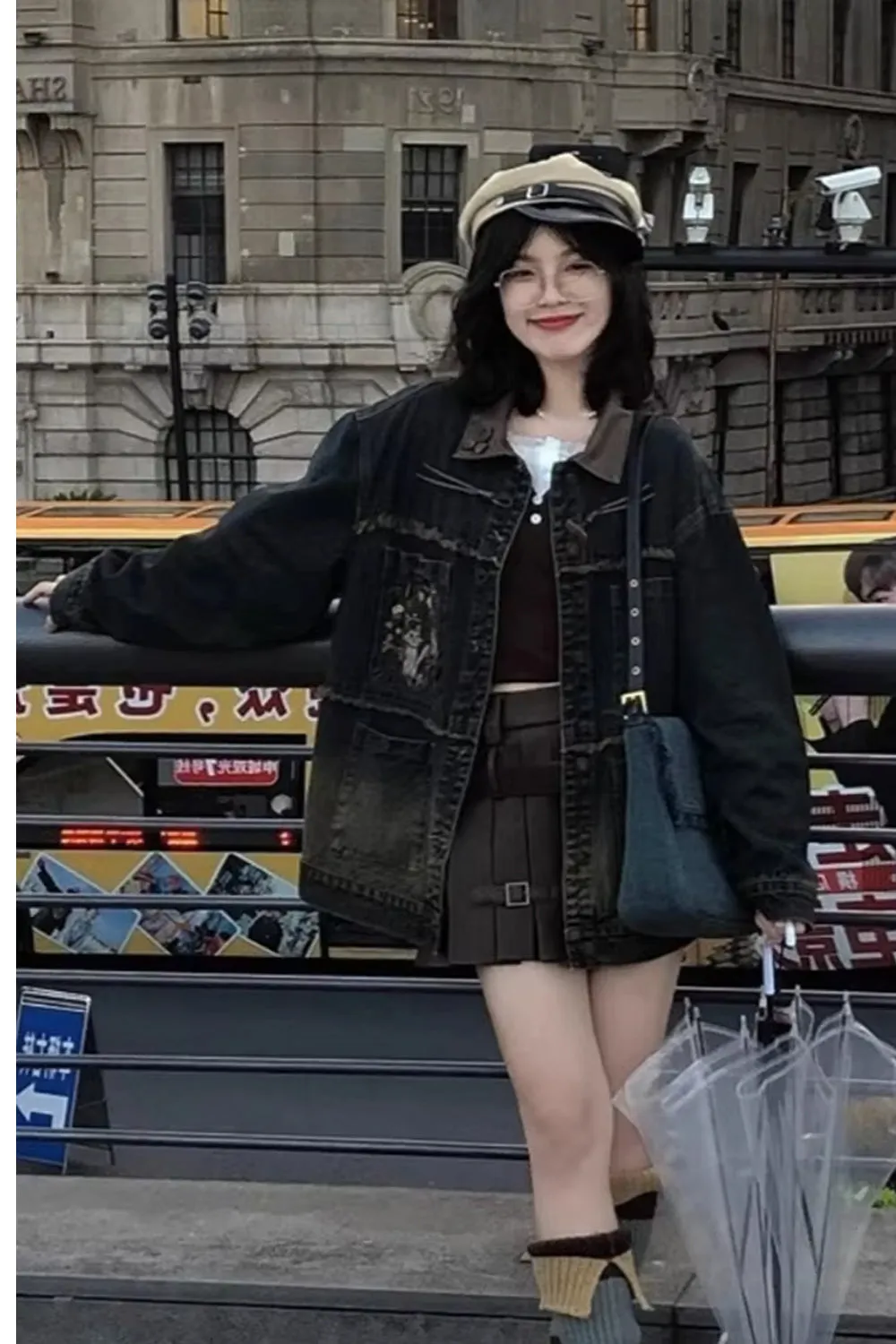 Long Sleeve Cartoon Embroidered Turn Down Collar Jacket