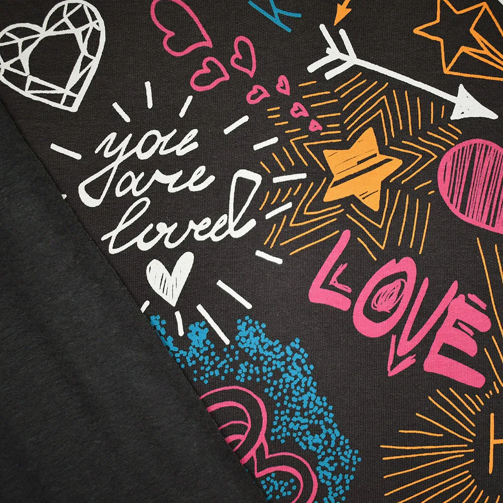 Love Notes Light Sweatshirt Fleece Graphite/Multi