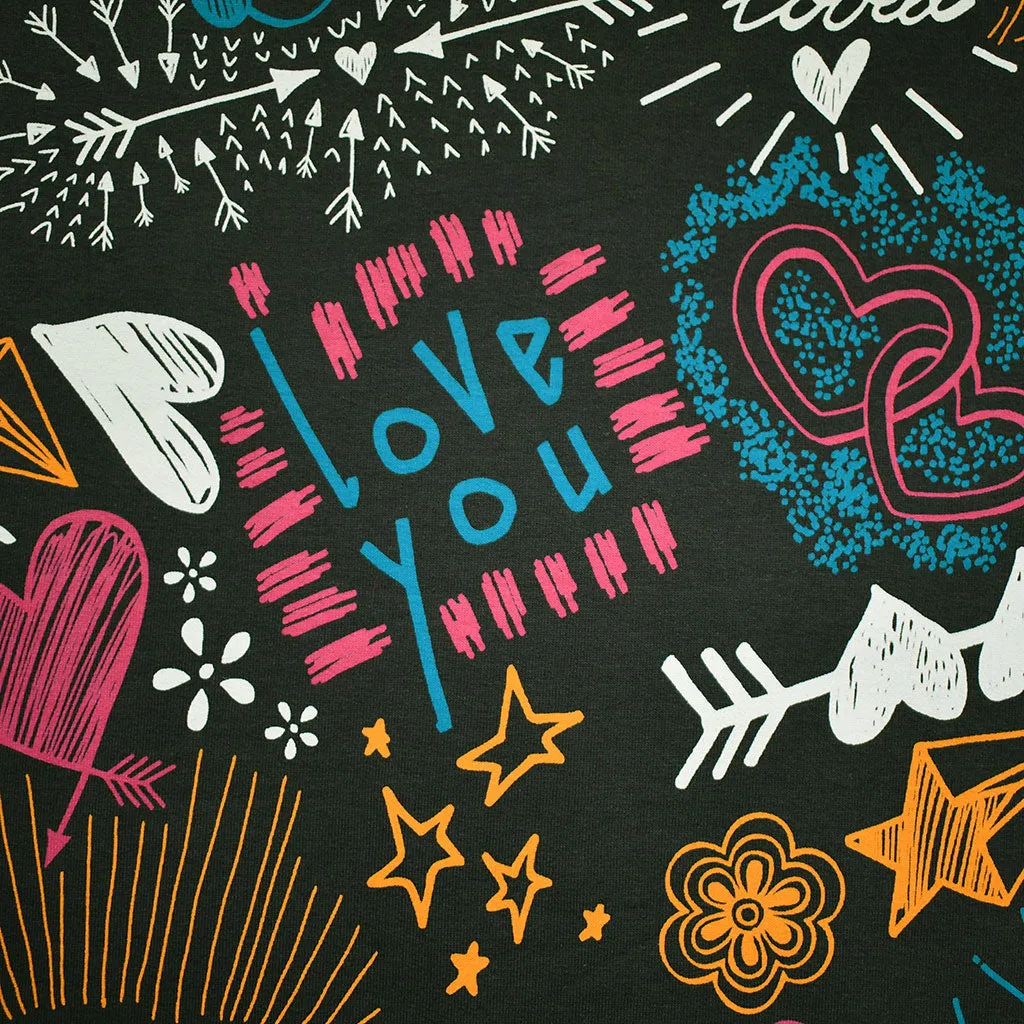 Love Notes Light Sweatshirt Fleece Graphite/Multi