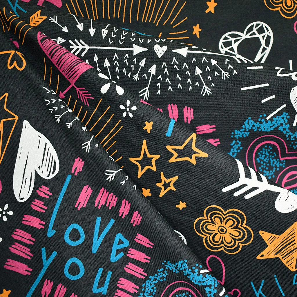 Love Notes Light Sweatshirt Fleece Graphite/Multi