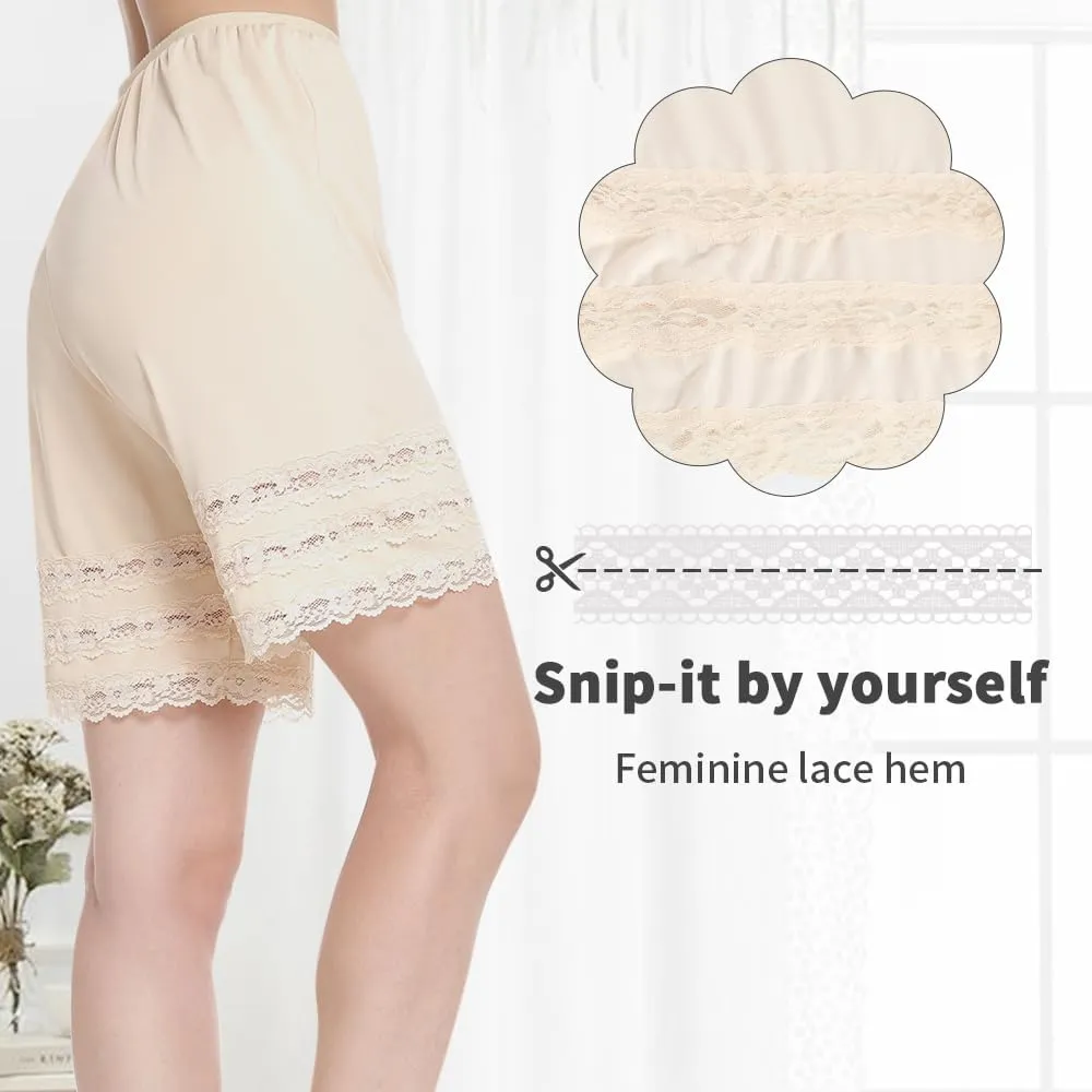 MANCYFIT Half Slip Shorts Culotte for Women Split Skirt Lace Pettipants Snip 7-9 Inseam