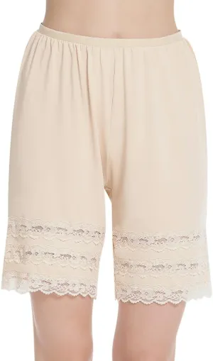 MANCYFIT Half Slip Shorts Culotte for Women Split Skirt Lace Pettipants Snip 7-9 Inseam