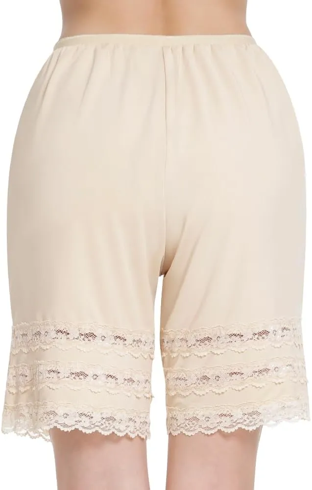 MANCYFIT Half Slip Shorts Culotte for Women Split Skirt Lace Pettipants Snip 7-9 Inseam