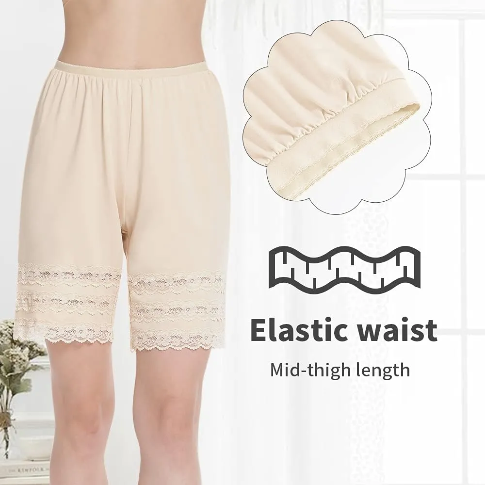 MANCYFIT Half Slip Shorts Culotte for Women Split Skirt Lace Pettipants Snip 7-9 Inseam