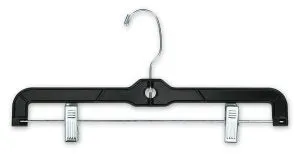 Media Shelving 14" Black Plastic Skirt and Pant Hangers (100-pack)
