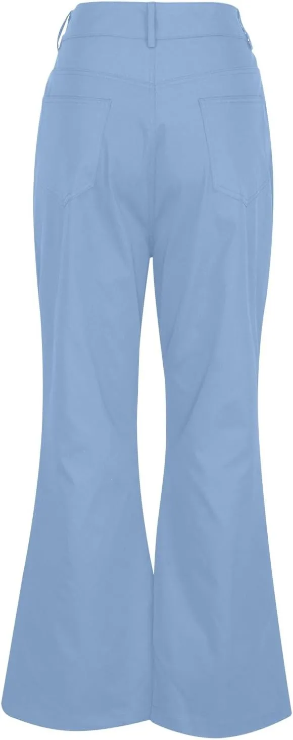 Men Flared Dress Pants Stylish Slim Fit Office Business Wide Leg Trousers 60s 70s Vintage Bootcut Bell Bottom Pants