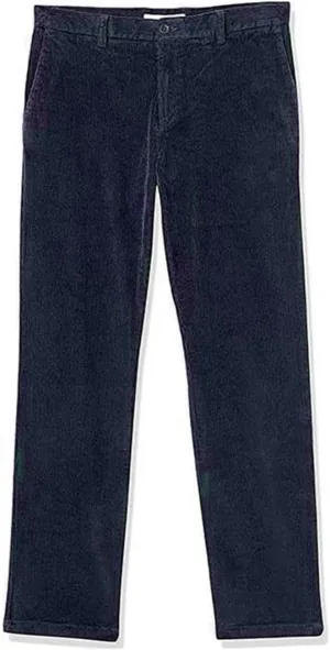 Mens Corduroy Pants Casual Flat Front Straight Leg Trousers Fall Winter Oversized Loose Fit Dress Pants with Pockets