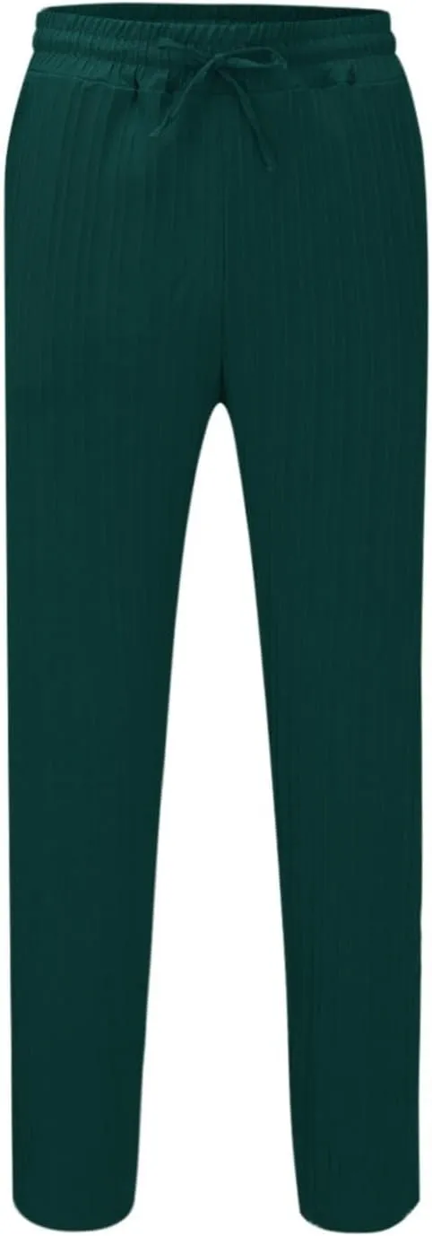 Men's Cotton Linen Harem Pants Loose Elastic Waist Lightweight Yoga Beach Pants Casual Cropped Trousers with Pockets