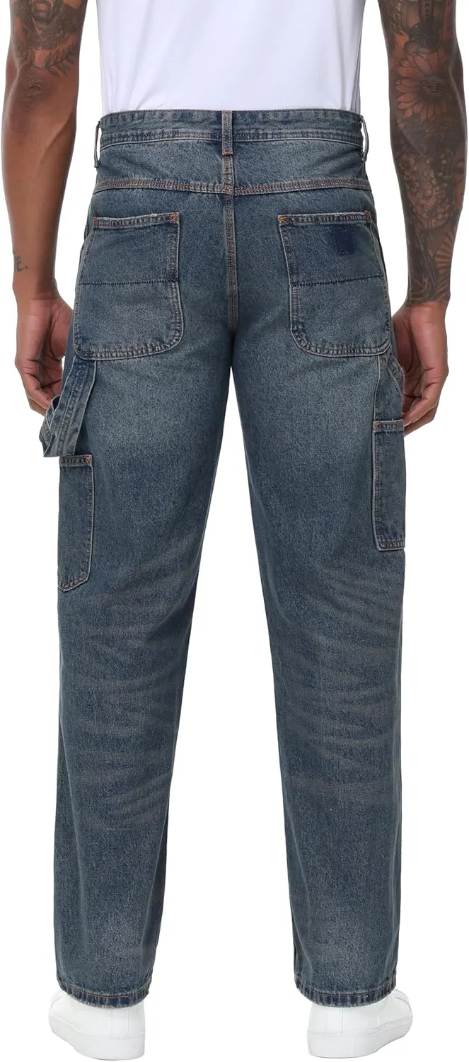 Men's Non-Stretch Loose Fit Wide-Leg Baggy Jeans Pants