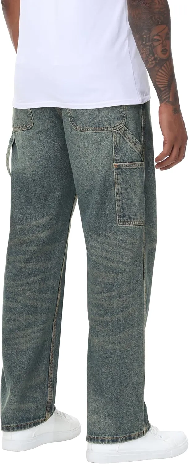 Men's Non-Stretch Loose Fit Wide-Leg Baggy Jeans Pants