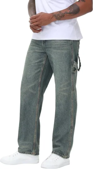 Men's Non-Stretch Loose Fit Wide-Leg Baggy Jeans Pants