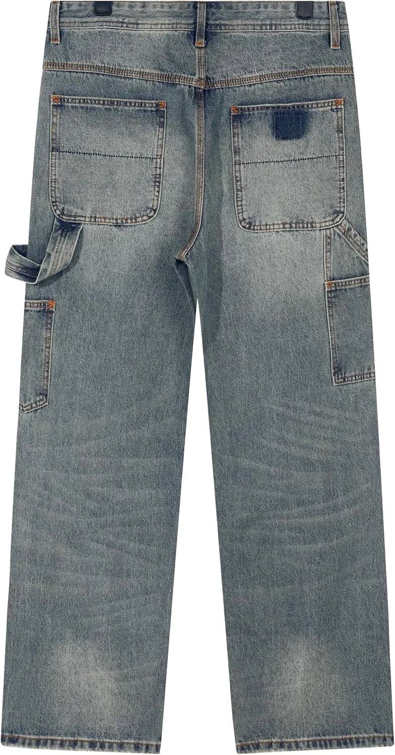 Men's Non-Stretch Loose Fit Wide-Leg Baggy Jeans Pants