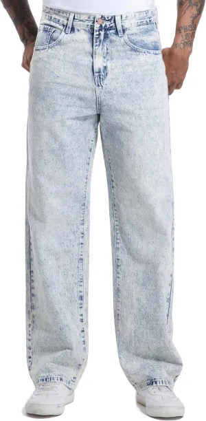 Men's Non-Stretch Loose Fit Wide-Leg Baggy Jeans Pants