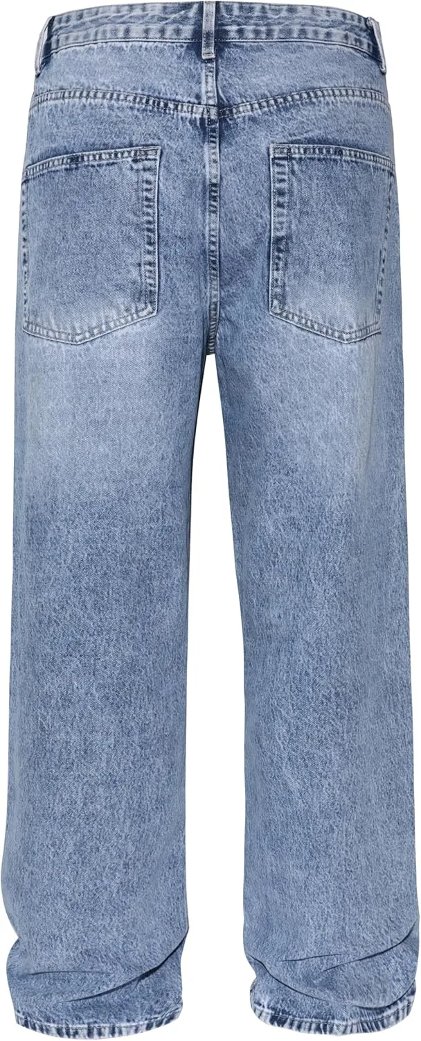 Men's Non-Stretch Loose Fit Wide-Leg Baggy Jeans Pants
