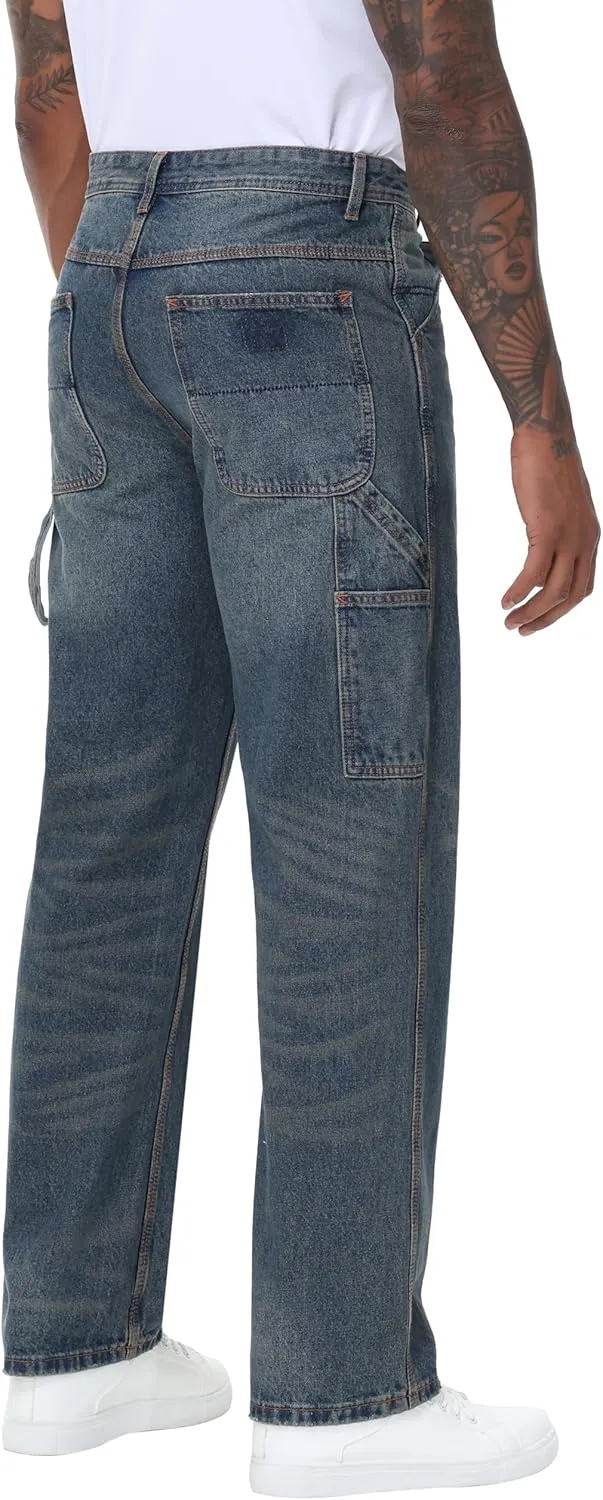 Men's Non-Stretch Loose Fit Wide-Leg Baggy Jeans Pants