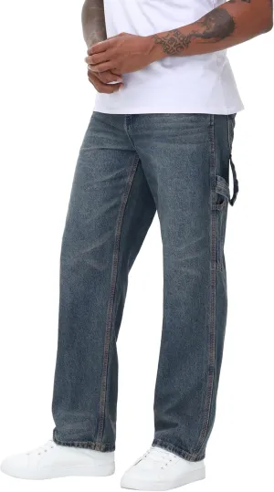 Men's Non-Stretch Loose Fit Wide-Leg Baggy Jeans Pants