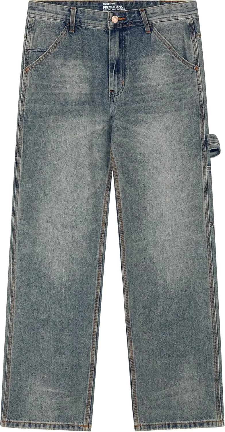 Men's Non-Stretch Loose Fit Wide-Leg Baggy Jeans Pants